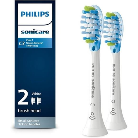Philips Sonicare C3 2-in-1 Plaque Removal Whitening Brush Heads Genuine White - Picture 7 of 7